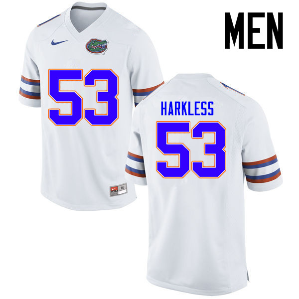 Men Florida Gators #53 Kavaris Harkless College Football Jerseys Sale-White - Click Image to Close